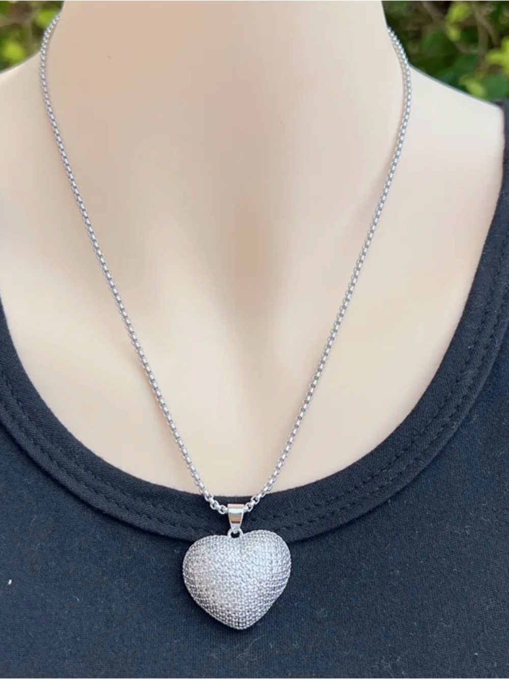 Pave Heart Pendant Necklace NWT Gold Plated